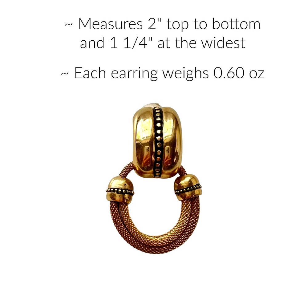 Gold Tone Drop Earrings Clip On - Picture 2 of 5